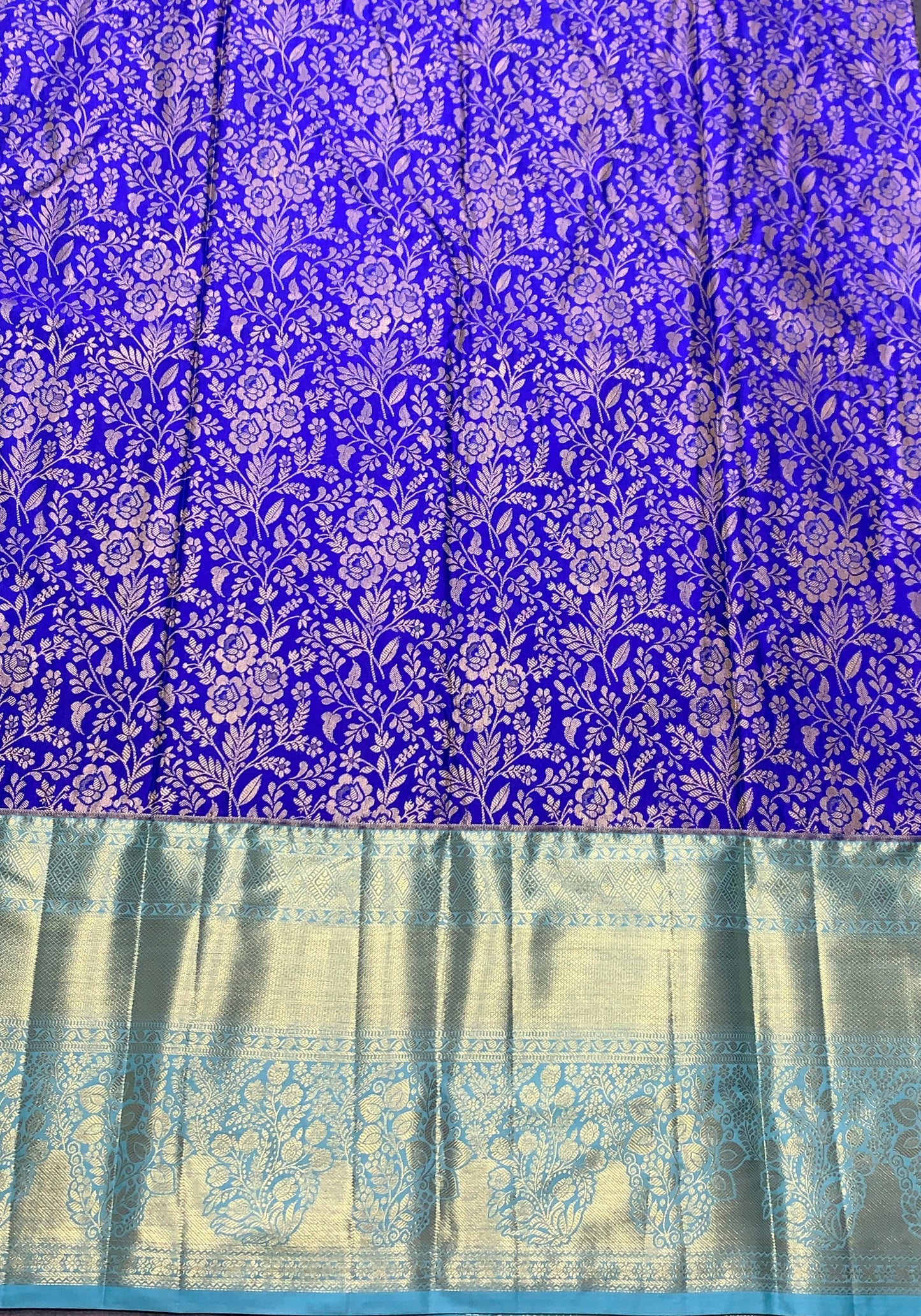 Blue Colour Soft Kanchi Tissue Pattu Saree with Large Sapphire Border