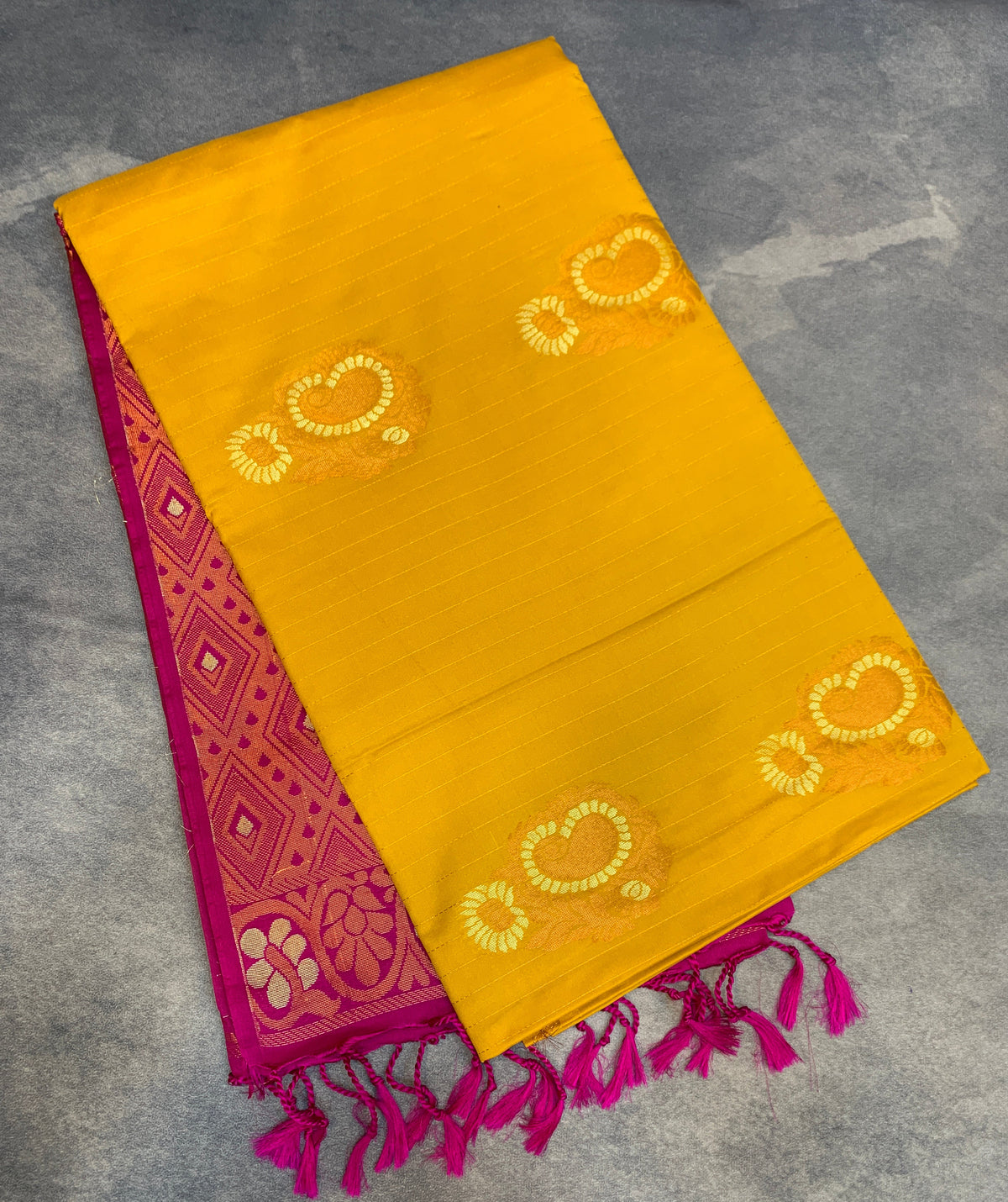 Art Silk Saree Yellow Colour with Borderless