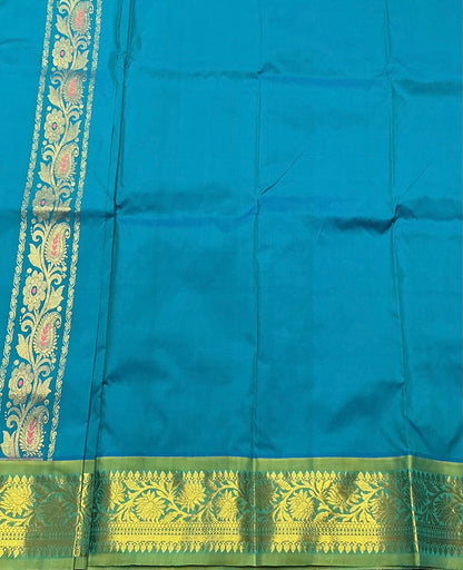 Sky Blue Shade Semi Silk Kids Pattu Pavadai with Contrast border for Age 2 to 5 Years