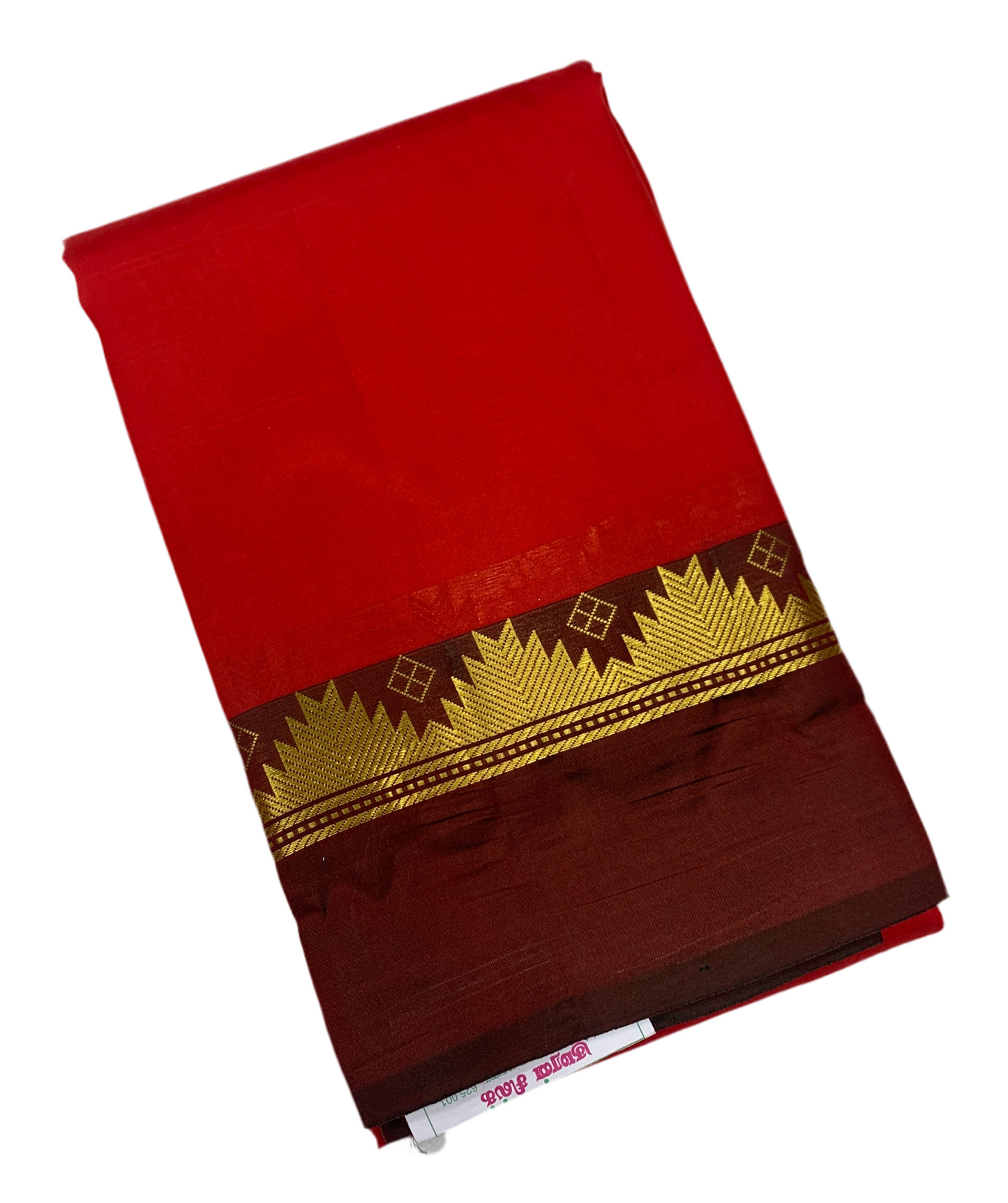 Pure Kanchipuram Silk Saree Red shade with Brown Border