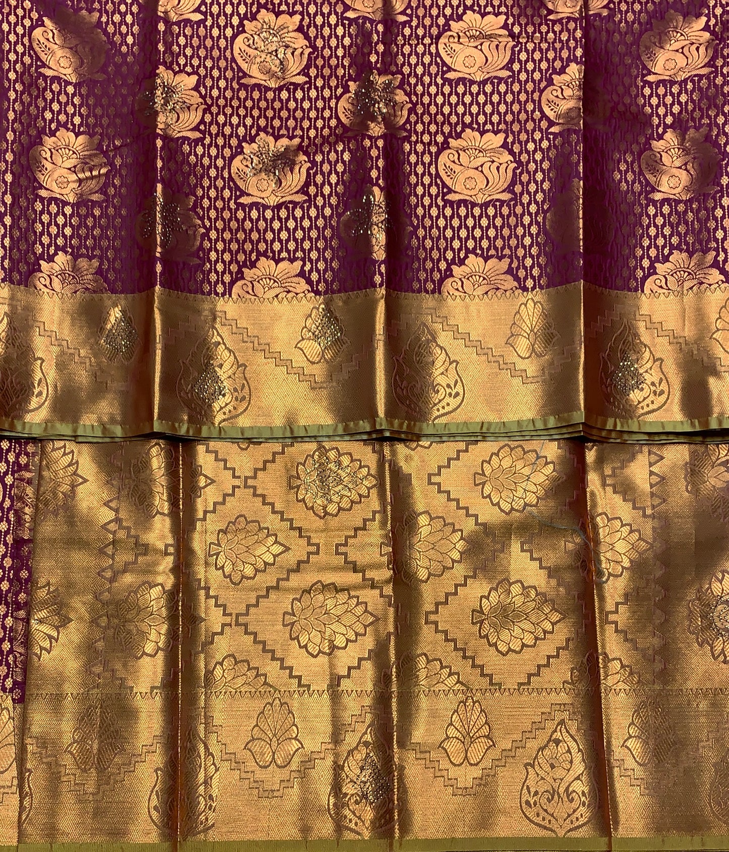 Vegan Silk Saree Brown Colour with Copper and Golden Yellow Border
