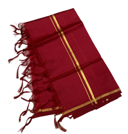 Silk Pooja Towel Maroon Colour