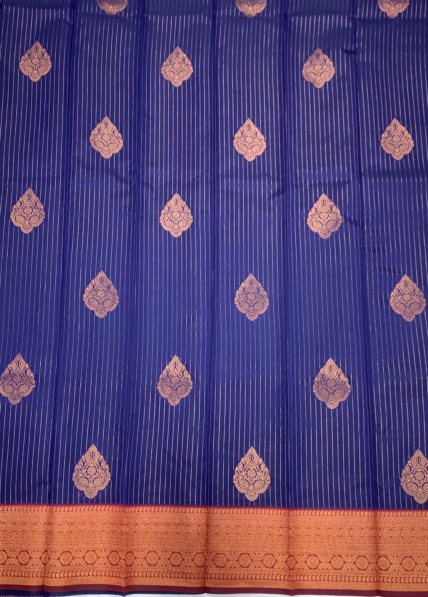 Art Silk Saree Blue Colour with Maroon Border