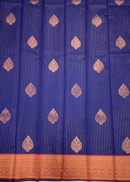 Art Silk Saree Blue Colour with Maroon Border