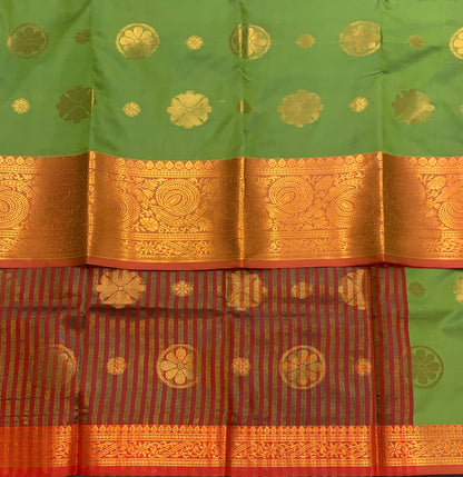 Soft Silk Casual Saree Olive Green Colour with Maroon Border