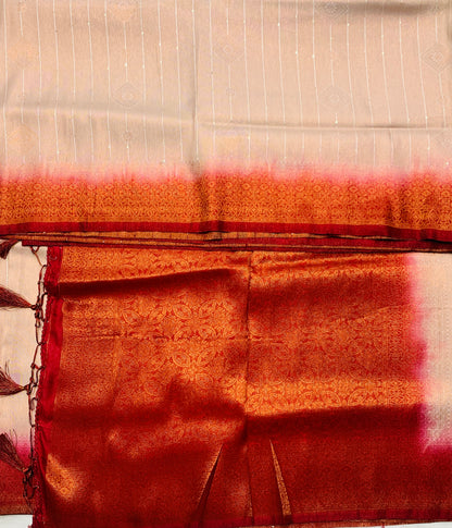 Ivory shade Kuberra Pattu with Maroon Pallu