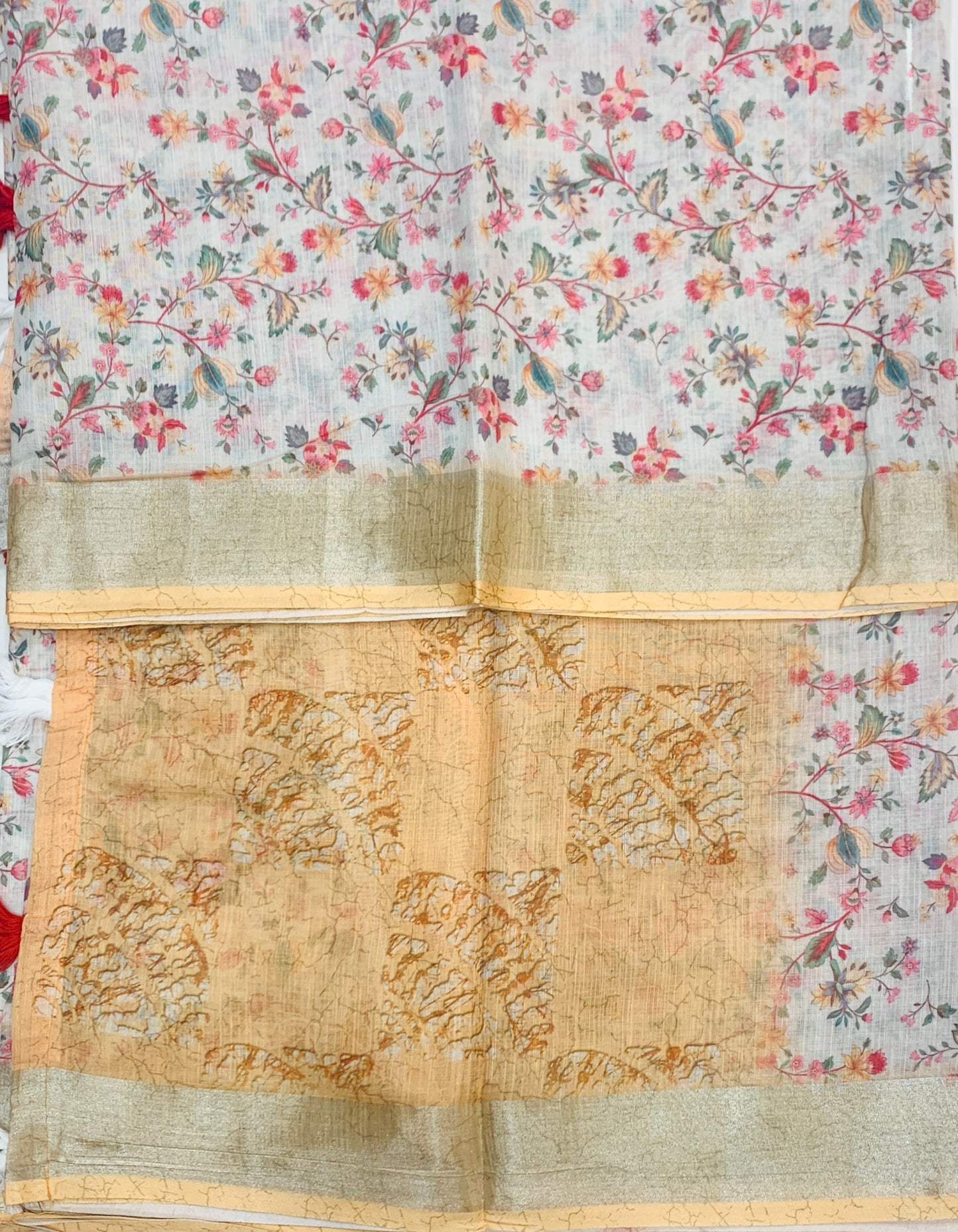 Jute Cotton Saree Tussar Shade with Thread Border