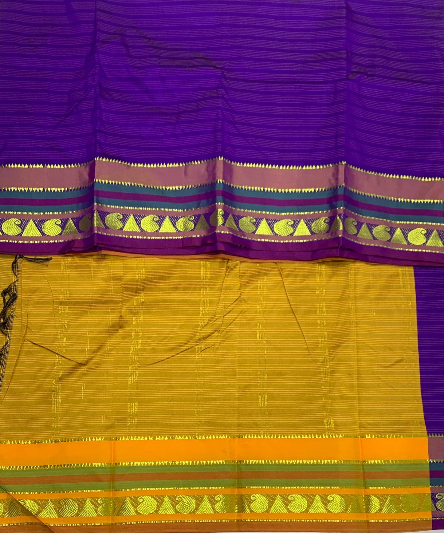 Arani Silk Saree Violet Colour with Magenta Border and Mango Design