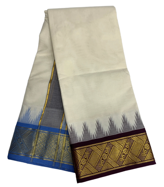 Korvai Cotton Dhoti Half White Colour