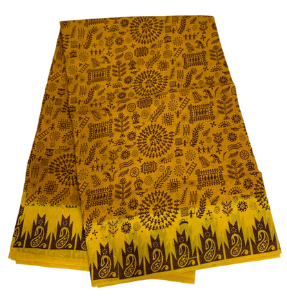 Chettinad Sungudi Cotton Mustard Colour with Yellow Border