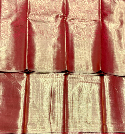 Fancy Tissue Saree Orange Colour with Self Design Border