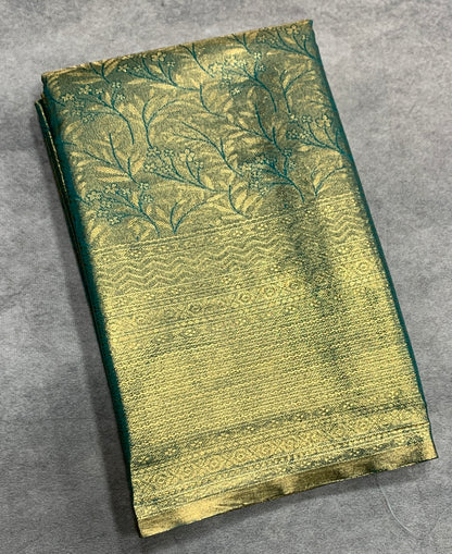 Fancy Tissue Saree Light Sapphire Colour with Self Design Border