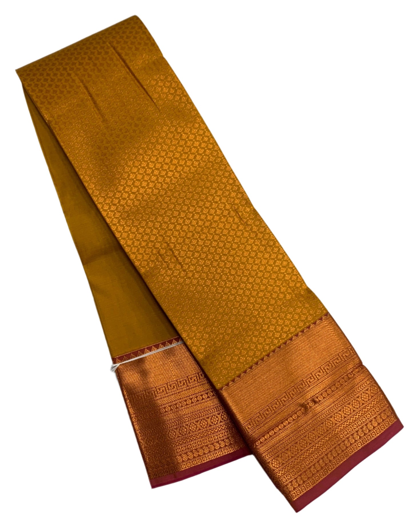 Vegan Silk Saree Golden Yellow shade with Copper Border