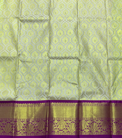 Ivory Shade Vegan Silk Kids Pattu Pavadai with Contrast Border for age 2 to 5