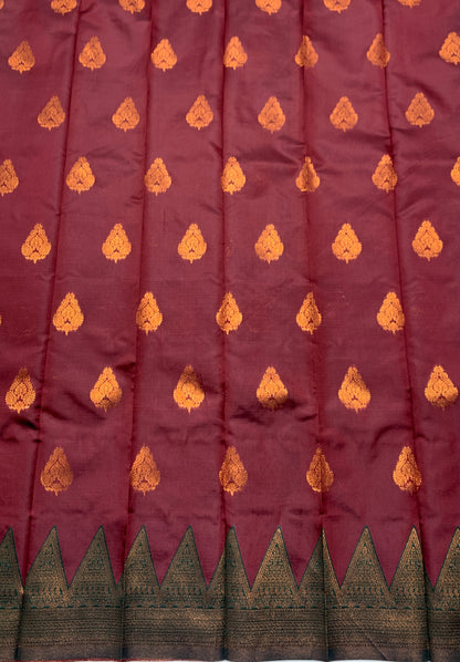 Art Silk Saree Maroon Colour with Green Border