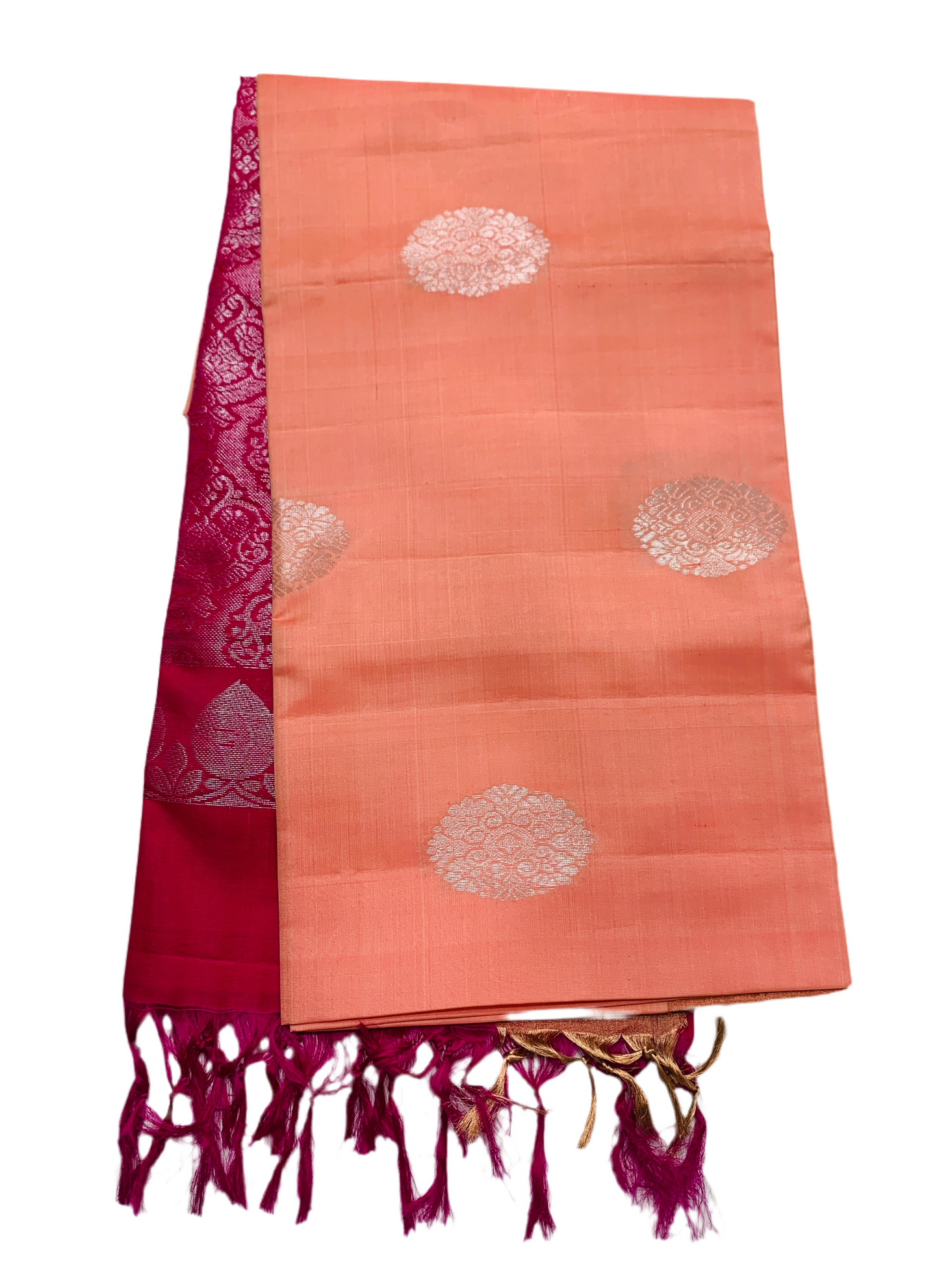 Soft Silk Saree Salmon Colour with Copper border