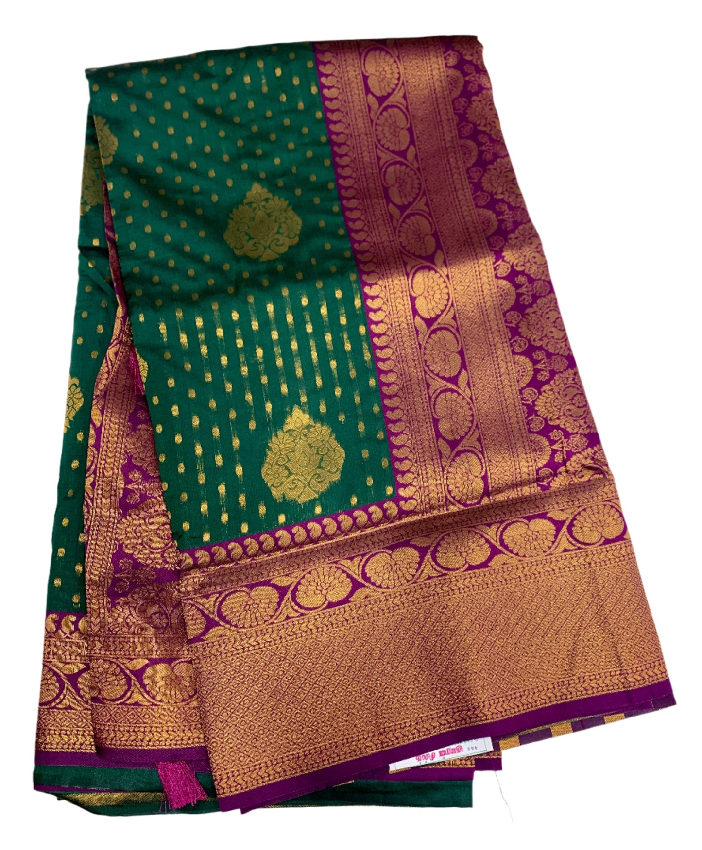 Art Silk Saree Bottel Green Shade with Magenta Border