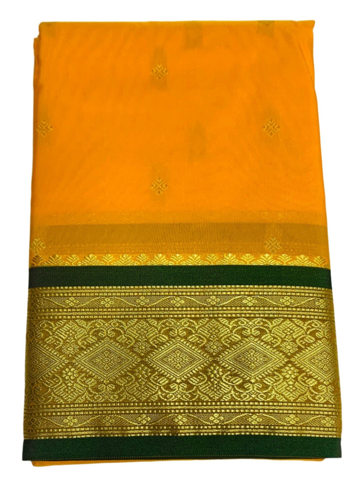 Light Yellow Shade Saree with Golden and Green Border