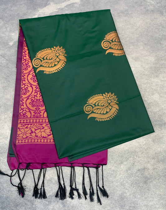 Art Silk Saree Green Colour with Borderless