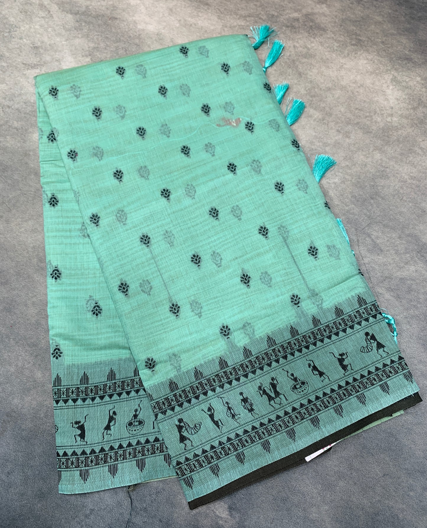 Banaras Katan Saree Sapphire Colour with Katan Work Border