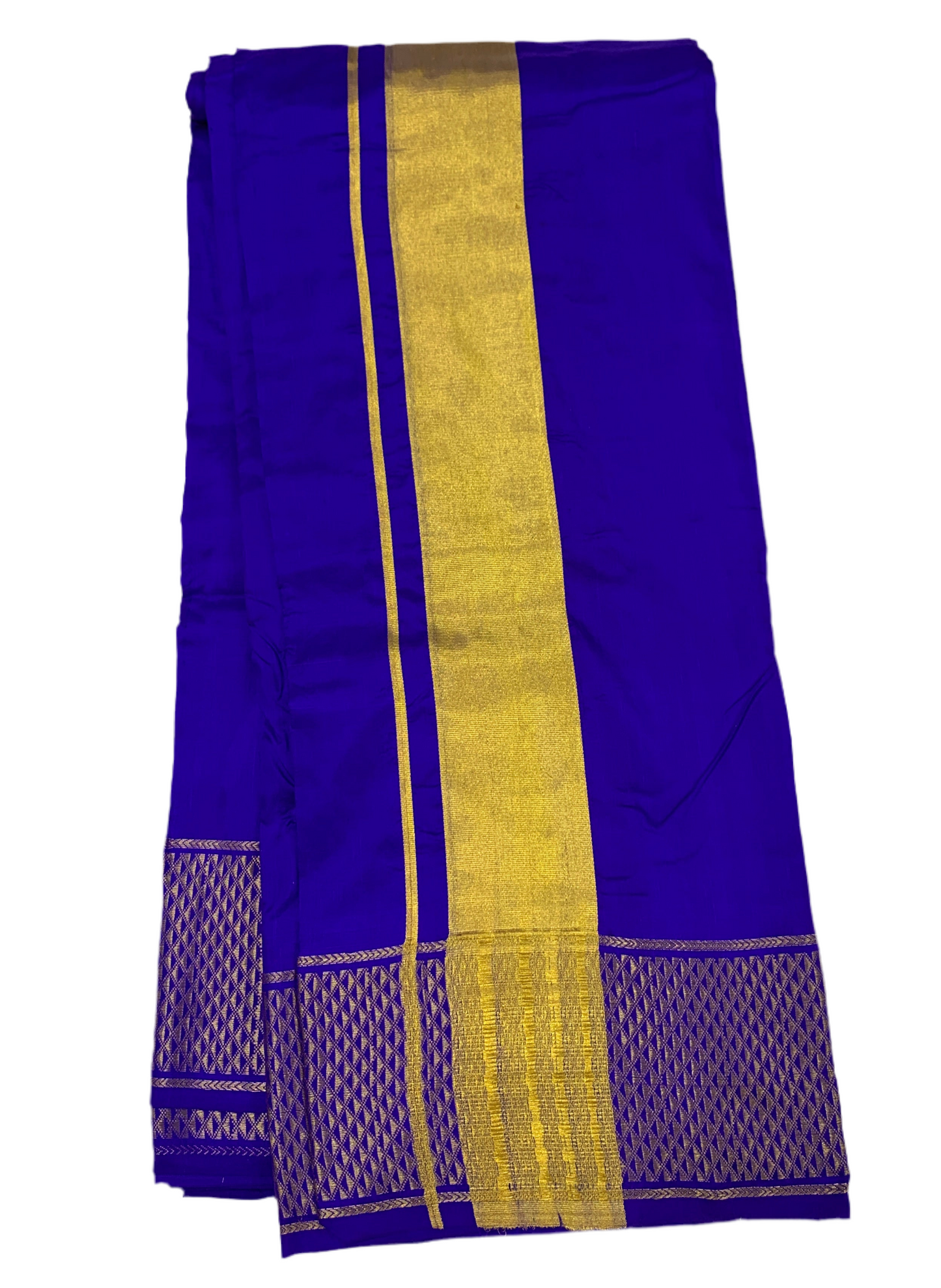 9X5 Pure Silk Dhoti Blue Colour Medium Border