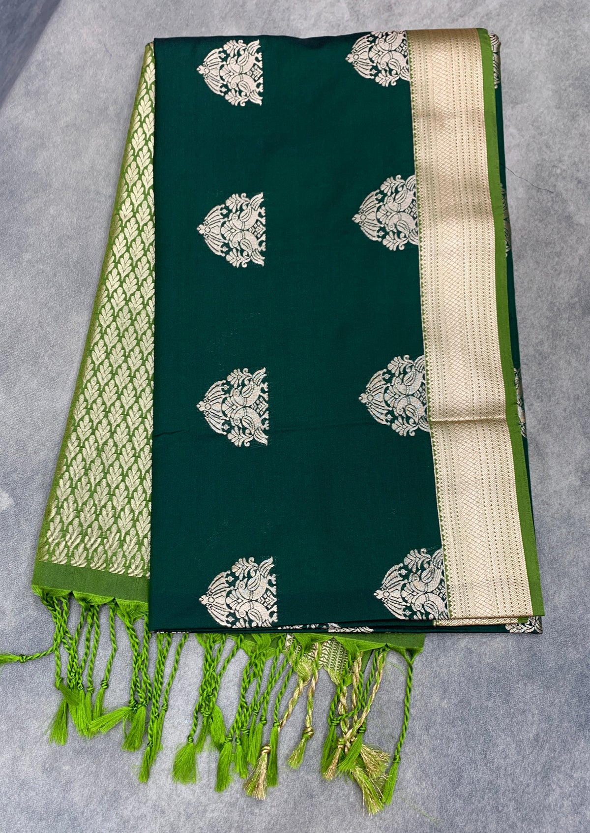 Art Silk Saree Green Colour with Olive Green Colour Border