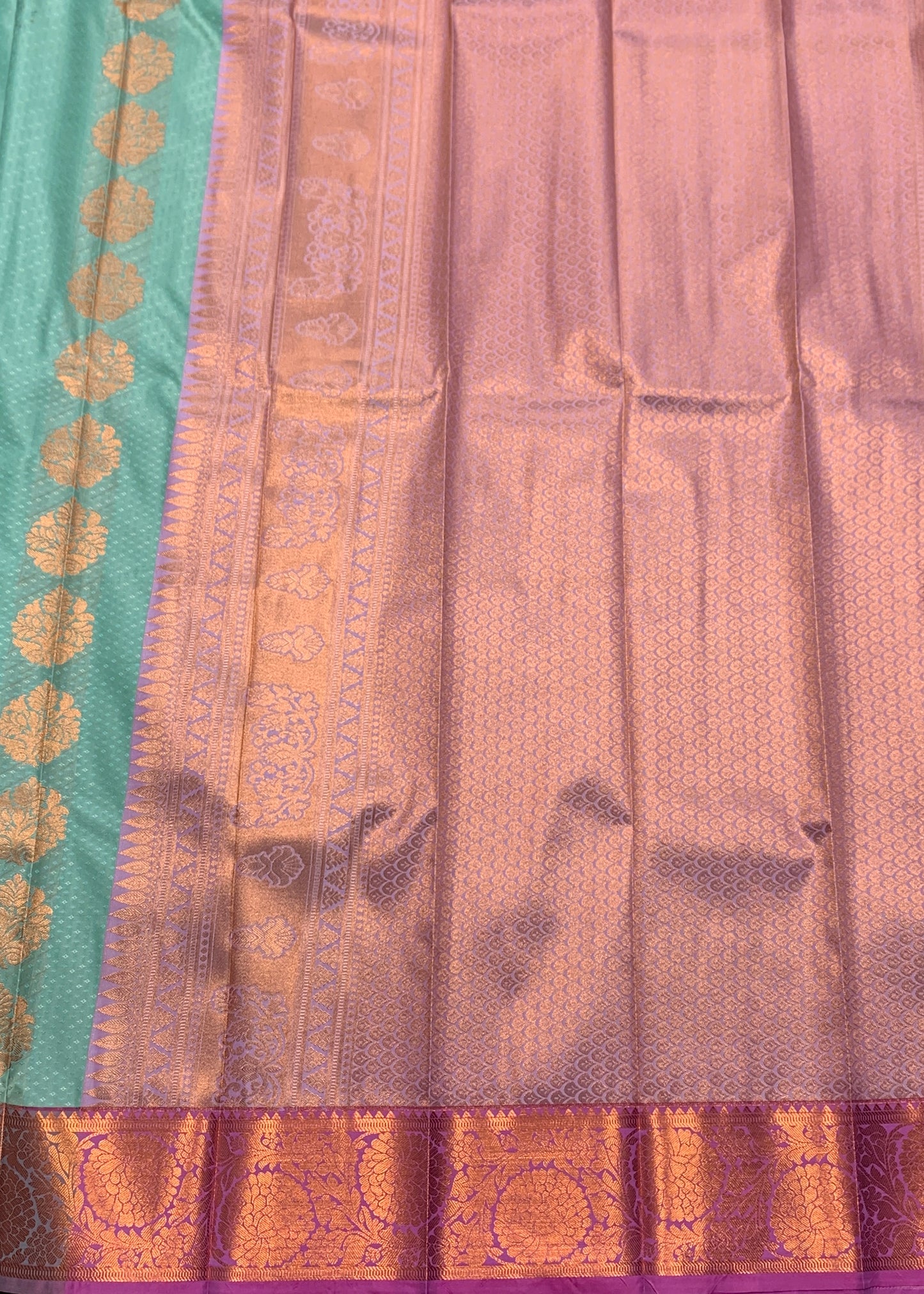 Vegan Silk Saree Light Sapphire Colour Saree with Copper Border