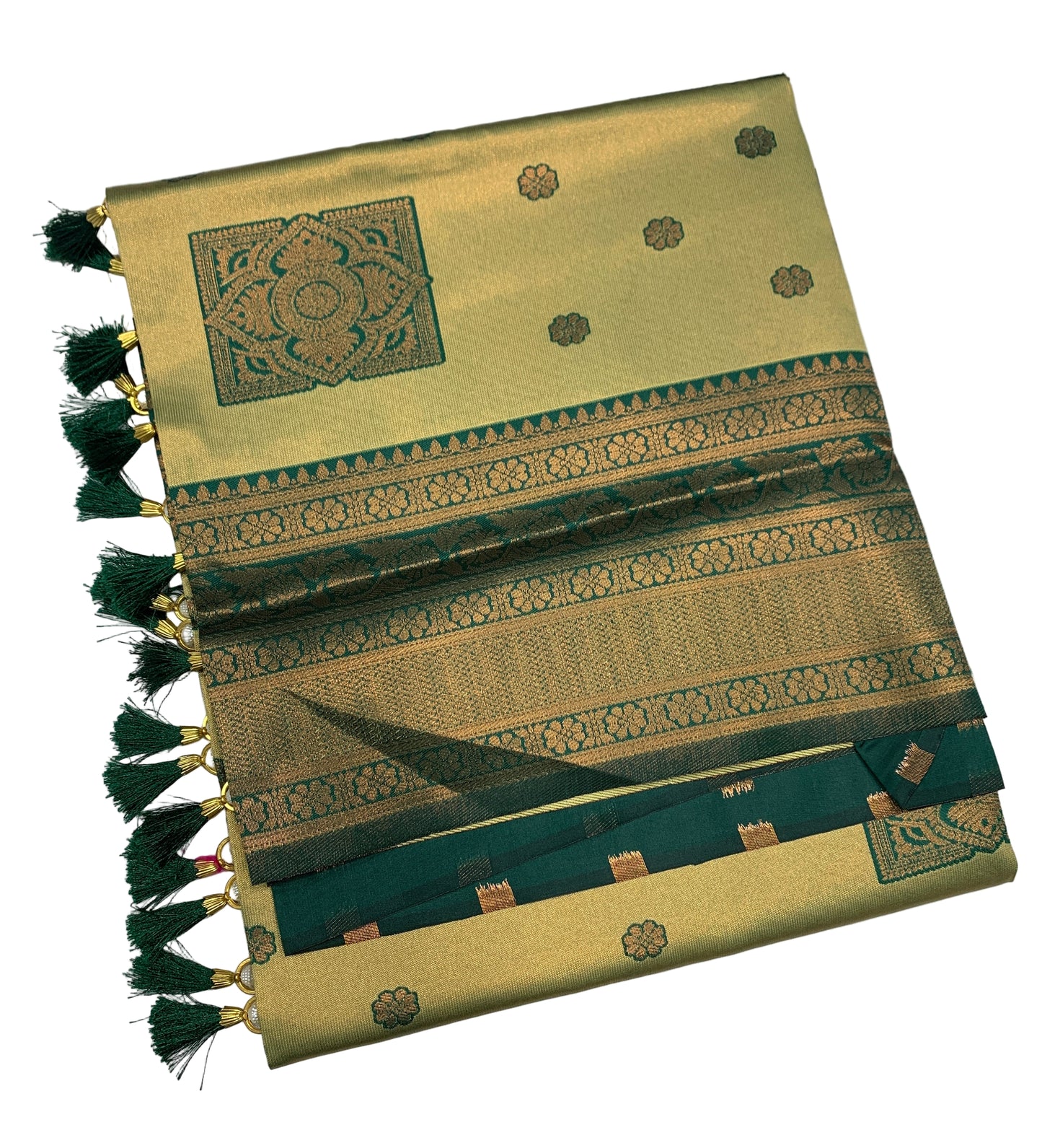 Art Silk Saree Olive Green Colour Saree with Green Border