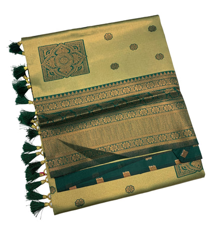 Art Silk Saree Olive Green Colour Saree with Green Border