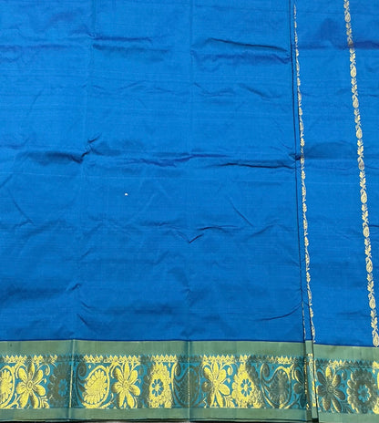 Sky Blue Shade Semi Silk Kids Pattu Pavadai with Contrast border for Age 2 to 5 Years
