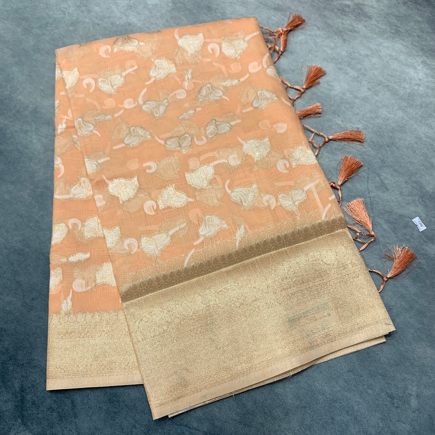 Banaras Katan Saree Orange Colour with Katan Work Border