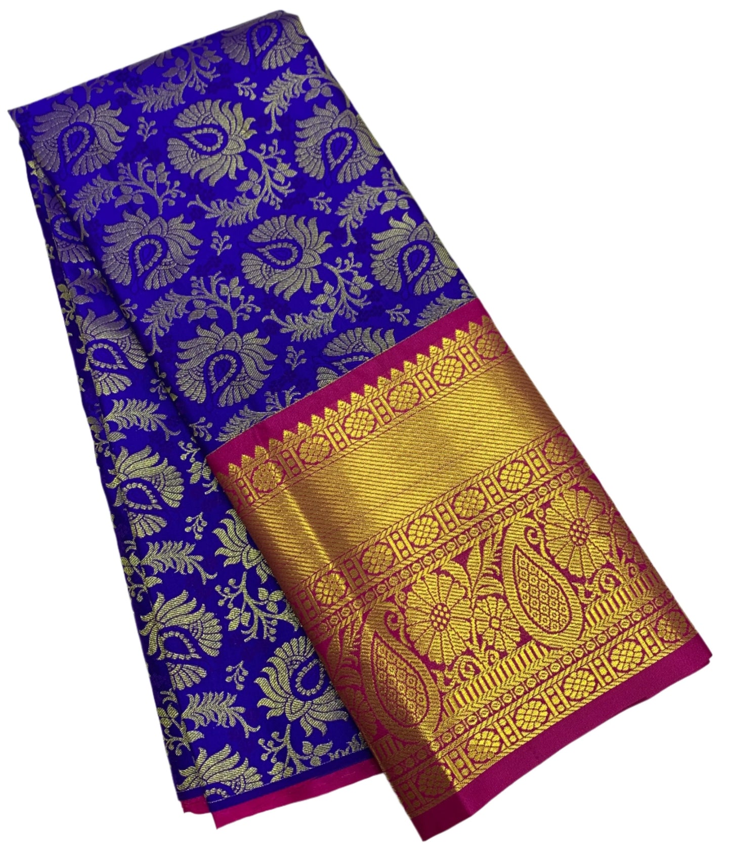 Blue shade Vegan Silk Kids Pattu Pavadai with Contrast border for age 5 to 10