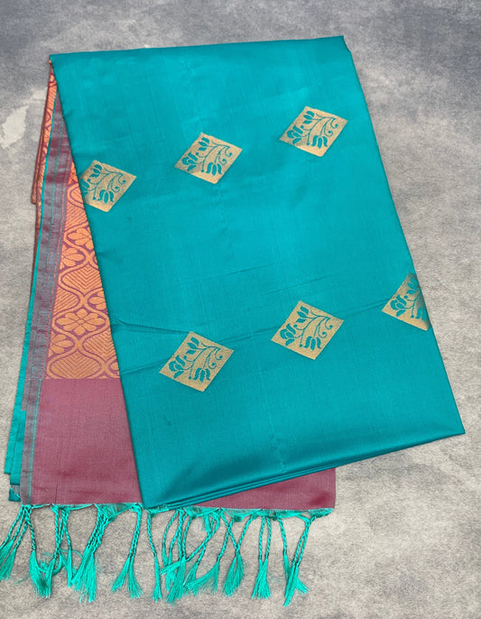Art Silk Saree Sapphire Colour with Borderless