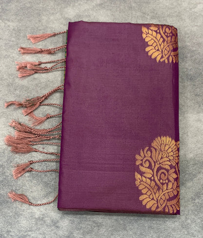 Art Silk Saree Magenta Pink Colour with Borderless