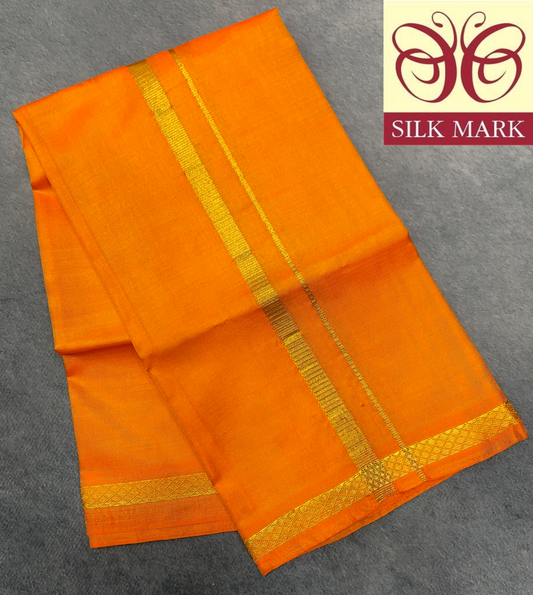 Silk Pooja Towel Mango Yellow colour