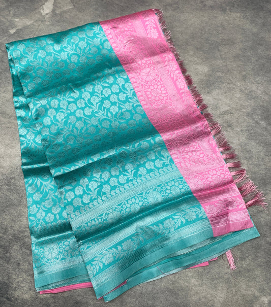 Art Silk Saree Rama Blue Colour with Self Border