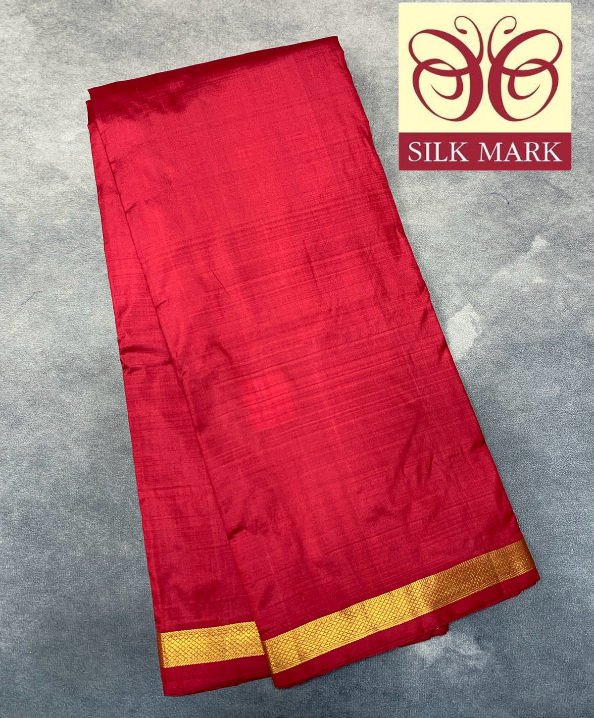 9X5 Pure Silk Dhoti Maroon Colour with Small Golden Zari Border