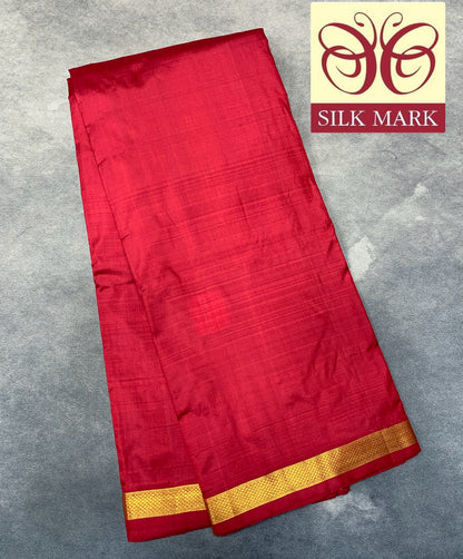 9X5 Pure Silk Dhoti Maroon Colour with Small Golden Zari Border