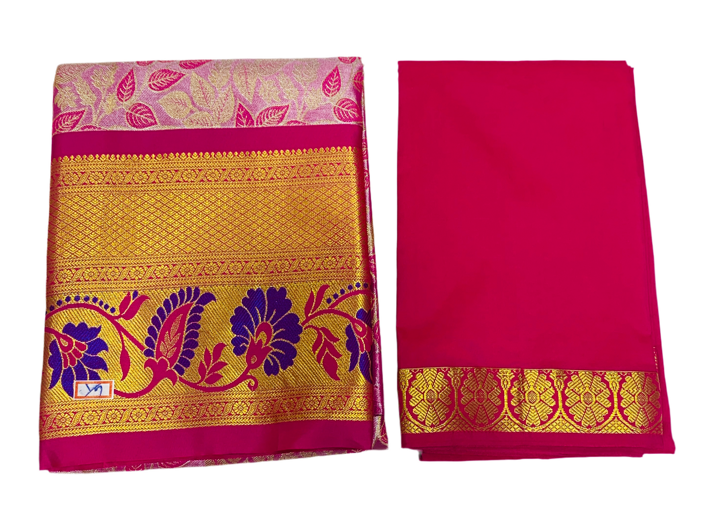 Pink Shade Vegan Silk Half Saree Contrast Border for age above 10 years