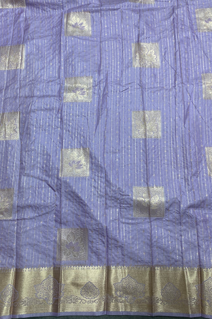 Soft Silk Casual Saree Lavender with Sliver Zari Border