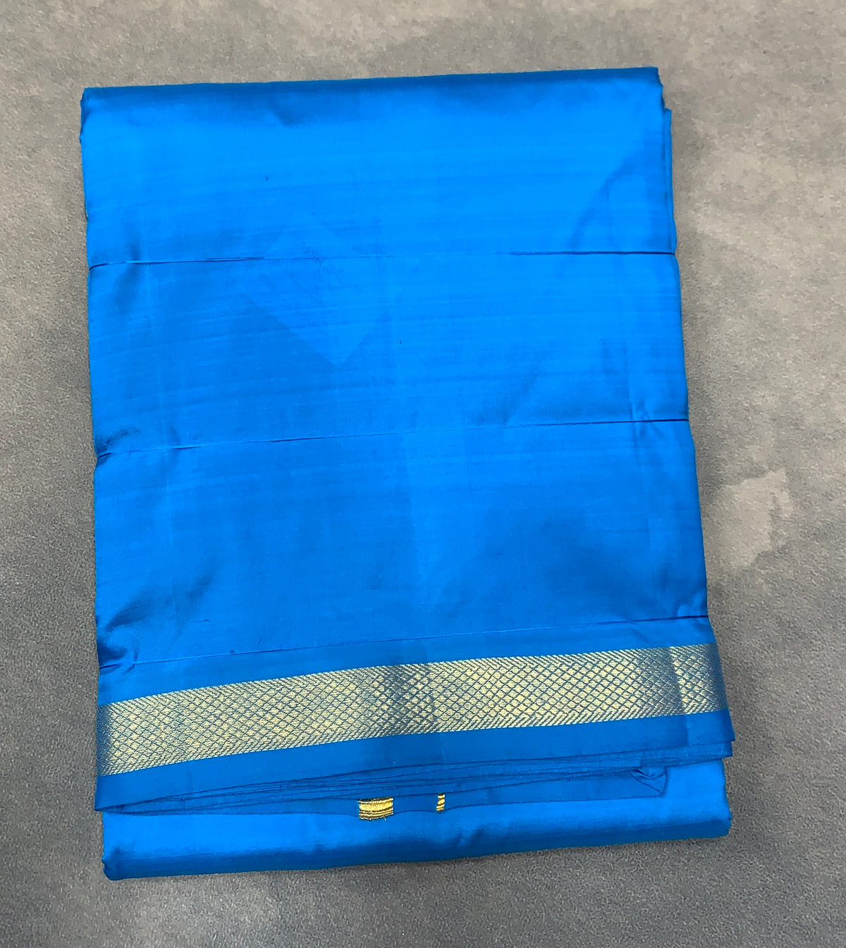 9X5 Pure Silk Dhoti Sky Blue Colour with Small Golden Zari Border