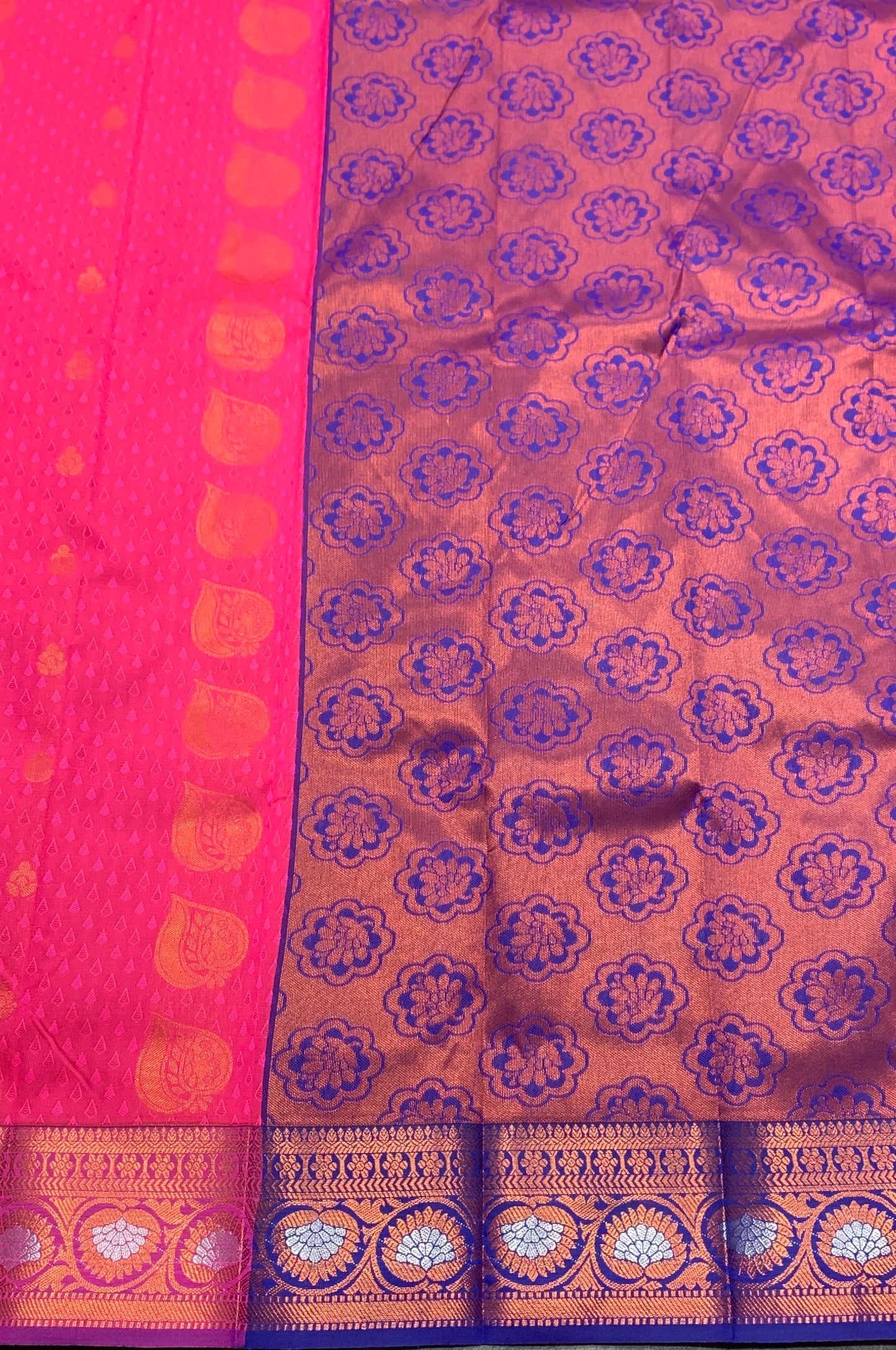 Vegan Silk Saree Baby Pink Colour Saree with Copper Border