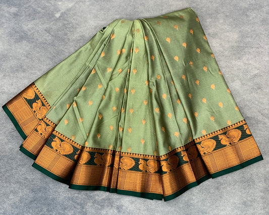 Soft Silk Casual Saree Pista Green with Green Colour Border