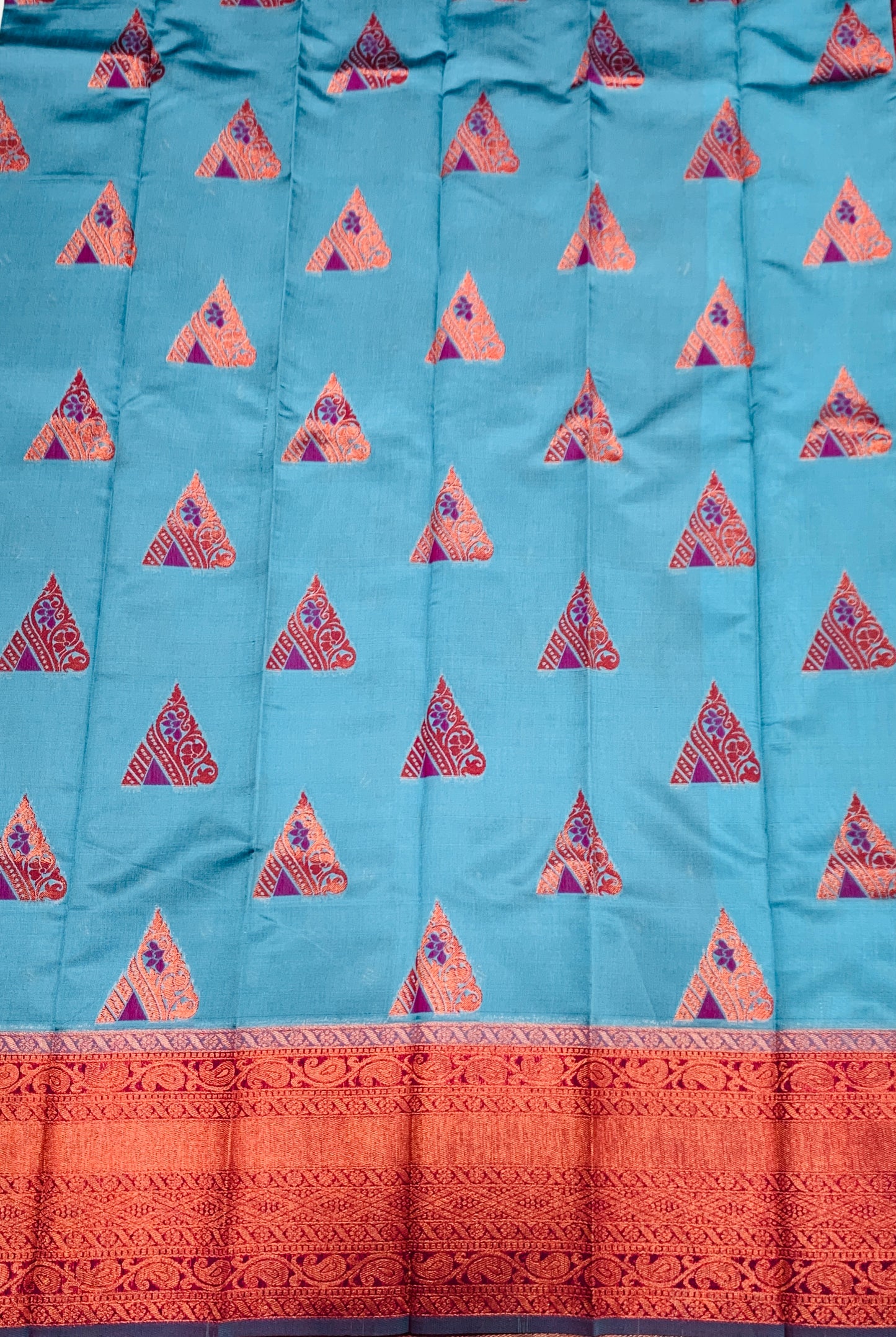 Art Silk Saree Sky Blue Colour with Pink Border