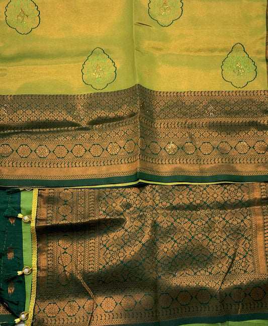 Art Silk Saree Pista Green Shade with Green Border