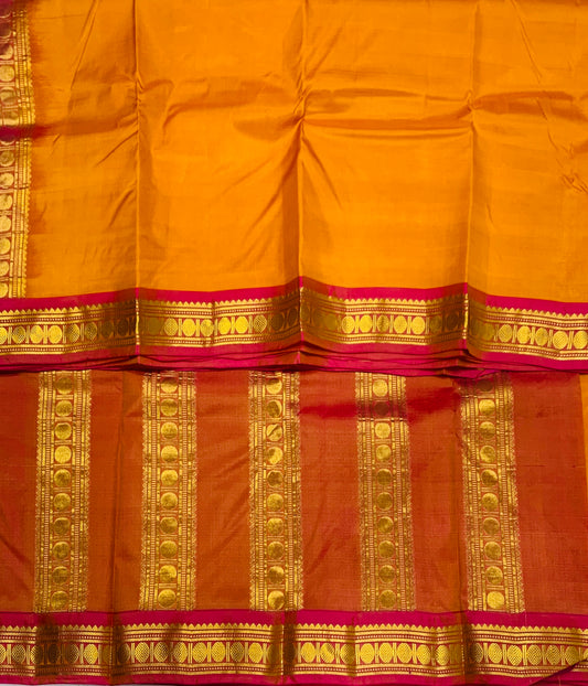 Pure Kanchipuram Silk Saree Golden Yellow shade