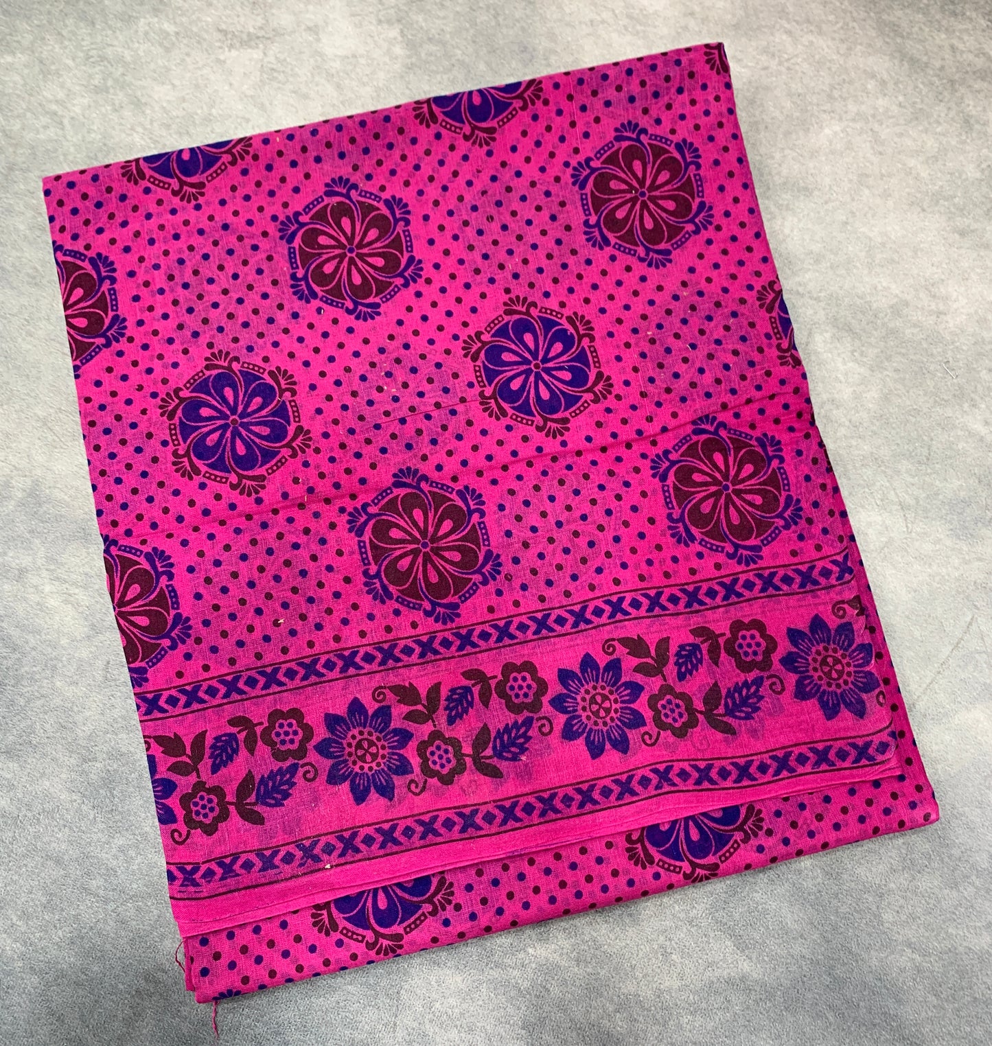 Chettinad Sungudi Cotton Pink Colour with Floral Design Border
