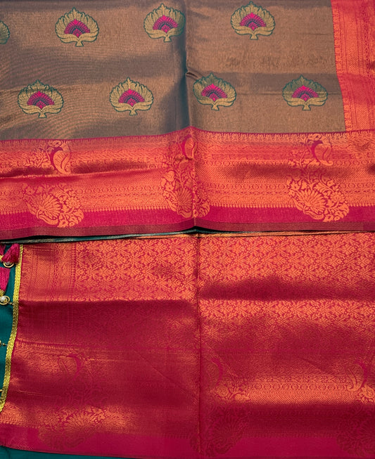 Art Silk Saree Sapphire Colour with Pink Border