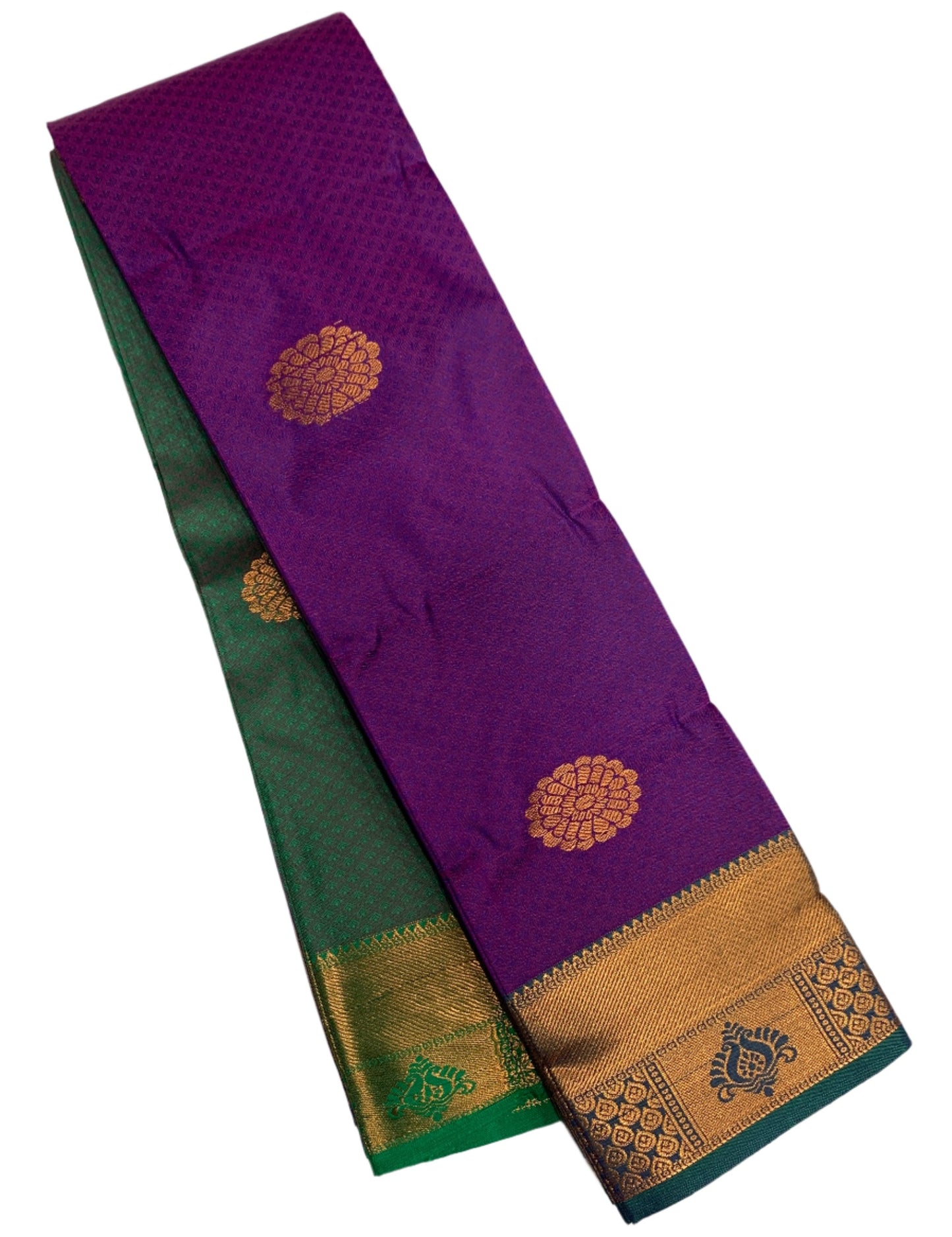 Purple Colour Silk Cotton Saree with Copper Zari Border