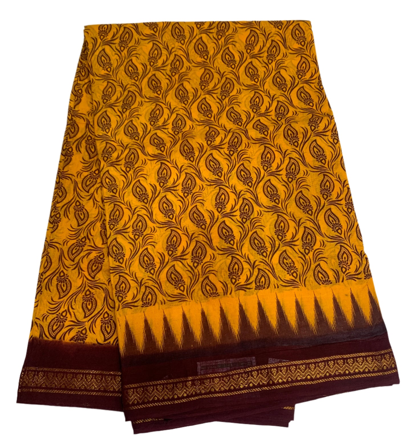 Chettinad Sungudi Cotton Mustrad Colour with Brown Border